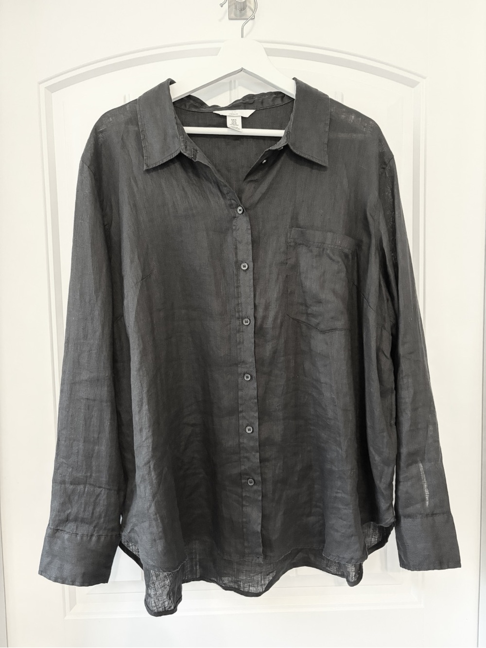 H&M I NWOT Linen Button Down Blouse, Black